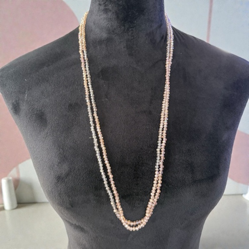 Elegant Rose and Silver Beaded Necklace